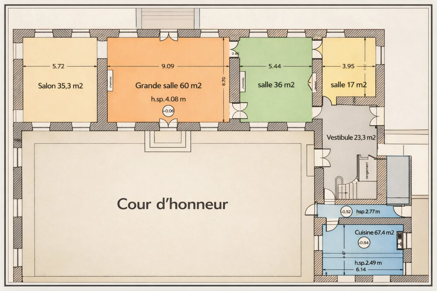 Plans des trois salons du Domaine de l'Ardoise